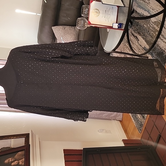 Jessica Howard Black Chiffon Dress with Metallic Silver Dots - Picture 3 of 6